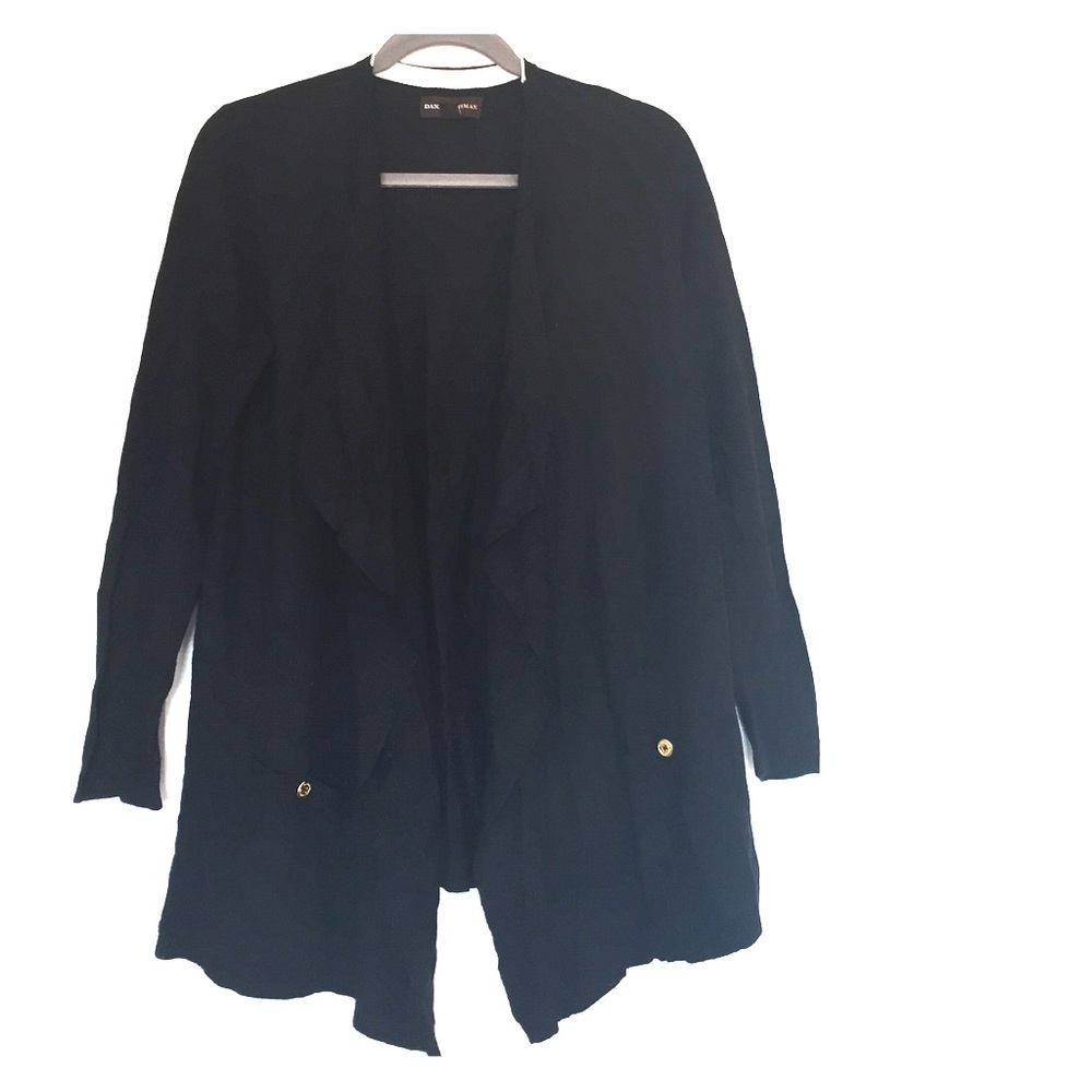 Dana Buchman Open Front Sweater Cardigan - Black - Large
